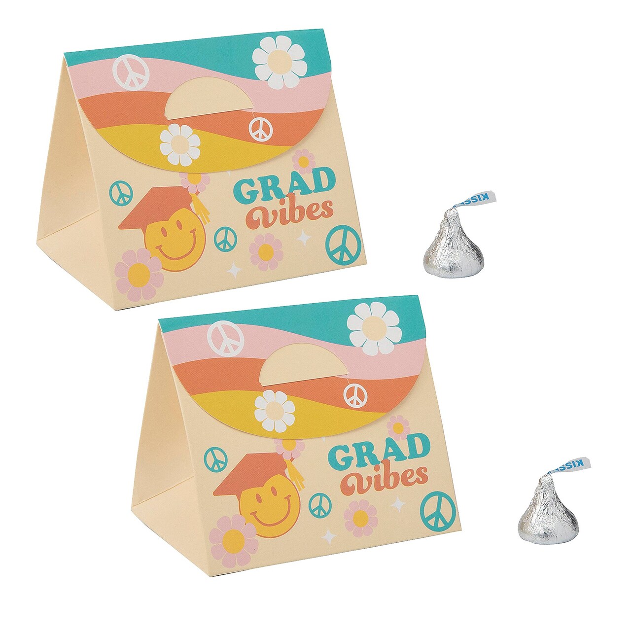 3 1/2" Groovy Grad Vibes Cardstock Party Favor Boxes Pack of 12